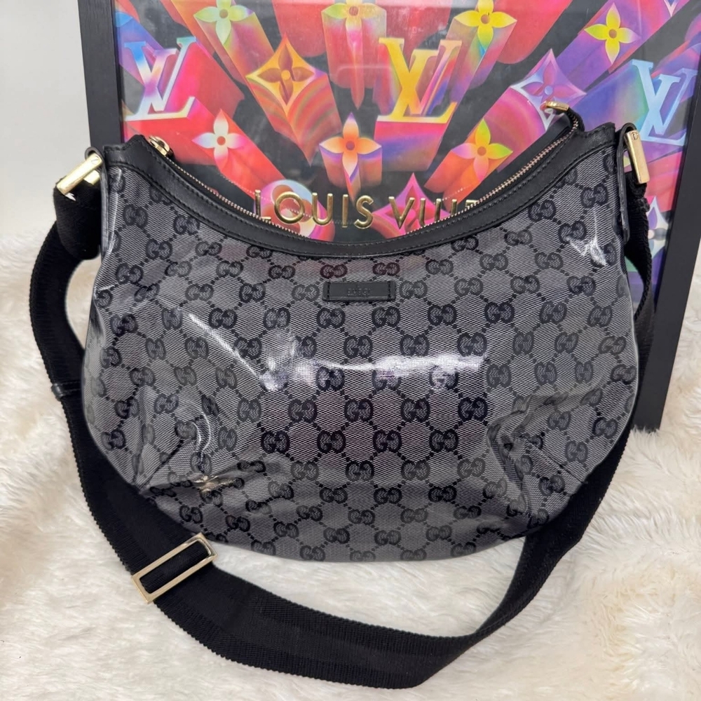 Gucci Black and Gray Shoulder and Crossbody Bag
